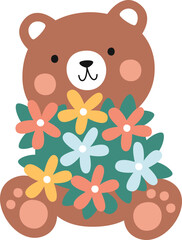 Bear With Flower Bouquet