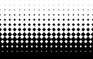 Diminishing squares in staggered order. Geometric pattern on a white background. Seamless in one direction. Short fade out