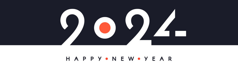 Happy New 2024 Year flyer template. Paper design. Season winter offer.