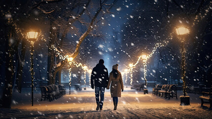 Romantic Winter Walk with Steaming Cocoa