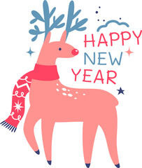 Happy New Year Deer Sticker