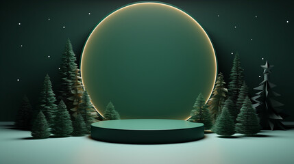 Christmas Product Podium with Red and Green Colour on elegant christmas background, generative AI