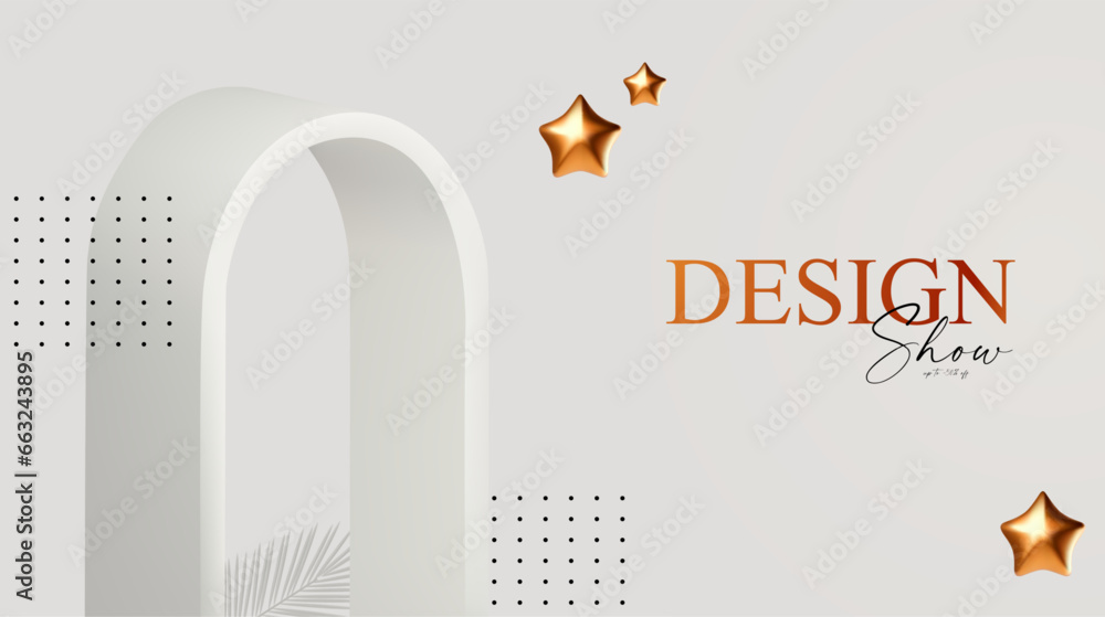 Wall mural 3D realistic premium product display design template. White scene geometric composition. Elegant vector arc with light and shadow. Stage for showcase.