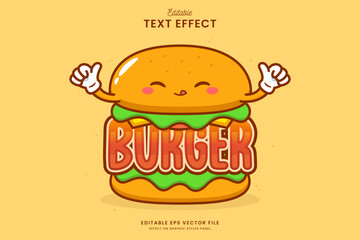 decorative editable cute burger text effect vector design