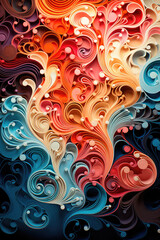 abstract background with multi-colored lines in the form of waves. illustration for painting print. Generative AI