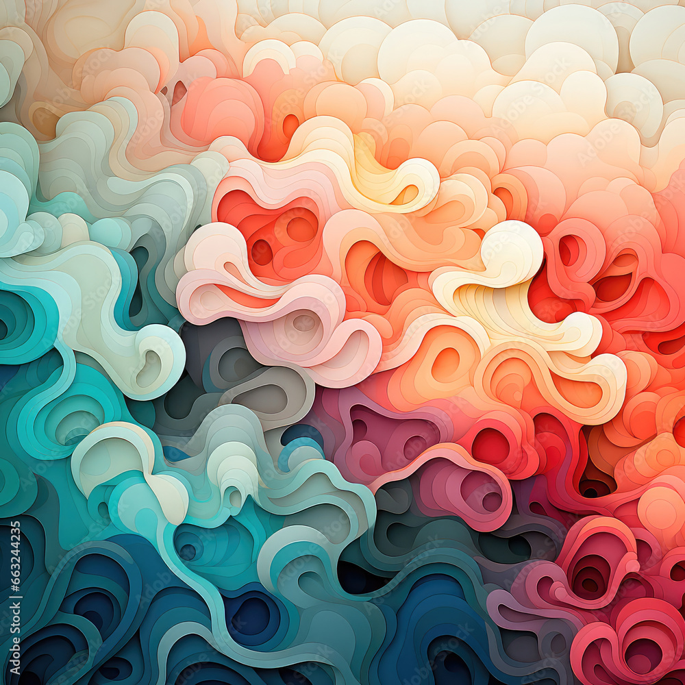 Poster abstract background with multi-colored lines in the form of waves. illustration for painting print. 