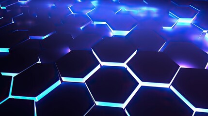 Science Technology. atomic network on dark blue background. Science concept. Hexagonal Atomic Connection