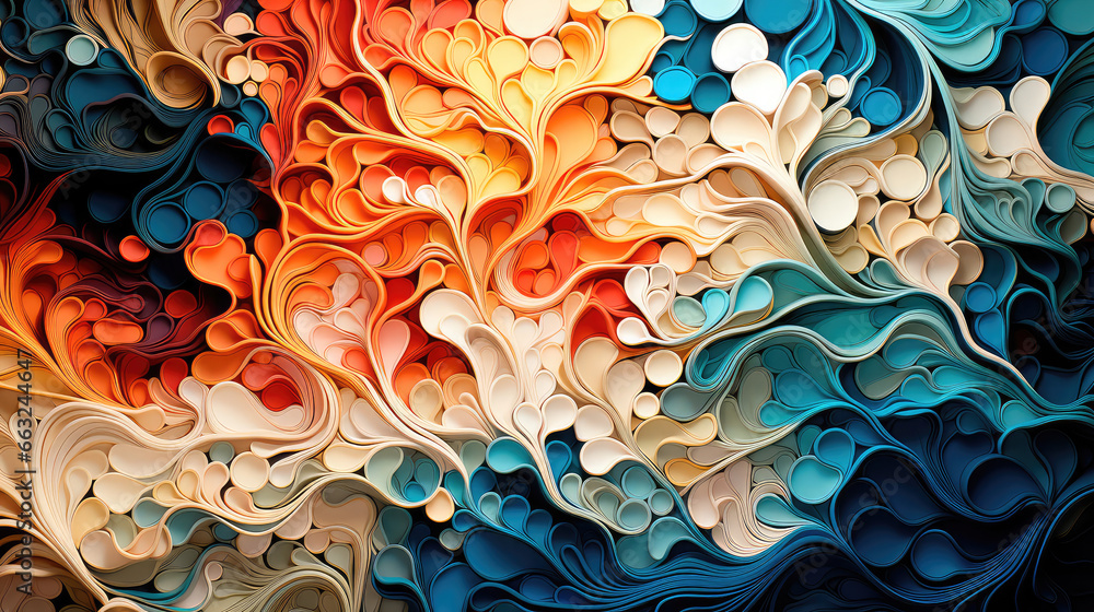 Poster abstract background with multi-colored lines in the form of waves. illustration for painting print. 