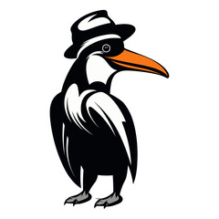 Penguin with a hat vector illustration, Generative Ai.