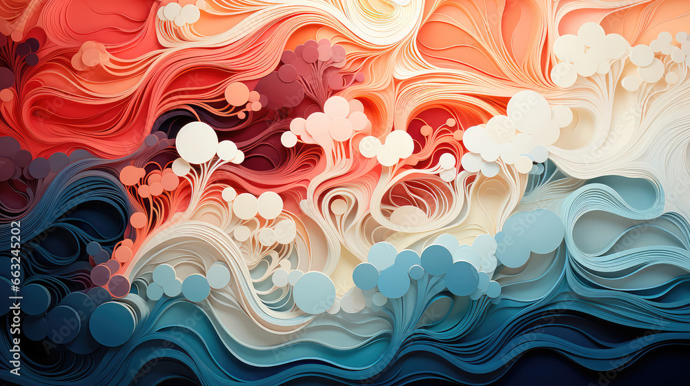 Poster abstract background with multi-colored lines in the form of waves. illustration for painting print. 