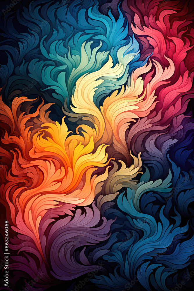 Poster abstract background with multi-colored lines in the form of waves. illustration for painting print. 