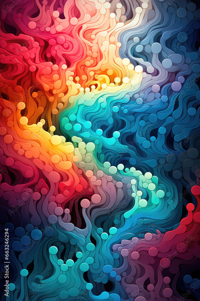 Poster abstract background with multi-colored lines in the form of waves. illustration for painting print. 