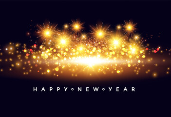 Fototapeta premium Happy New 2024 Year celebration poster template with light effect.