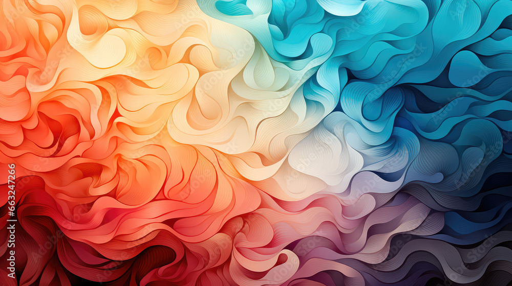 Poster abstract background with multi-colored lines in the form of waves. illustration for painting print. 