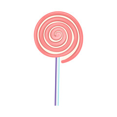 Lollipop, round spiral candy on stick. Vector cartoon   isolated on white background.