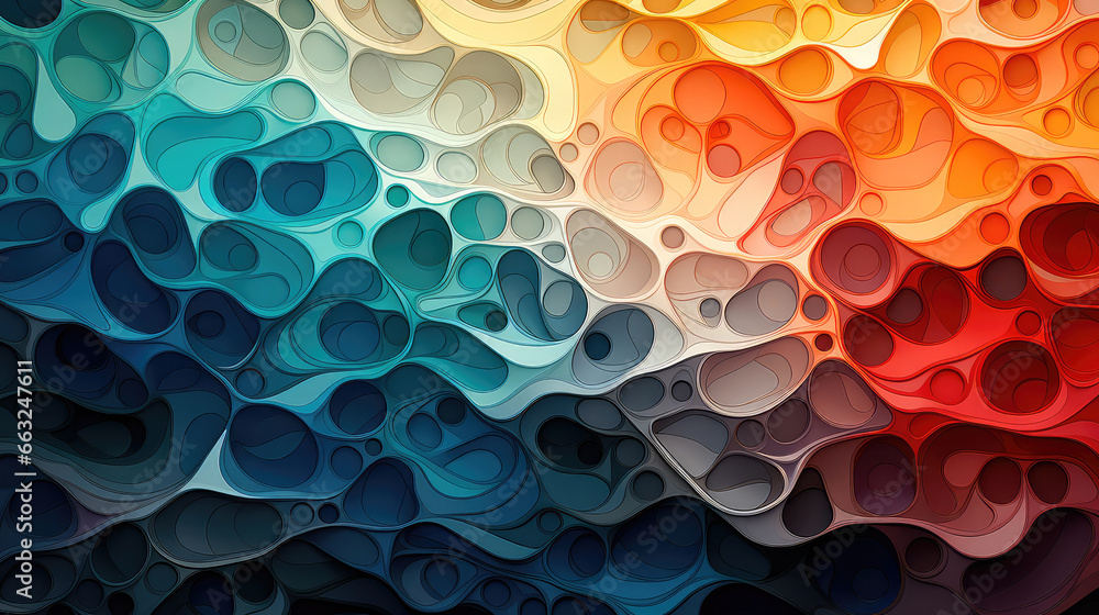 Poster abstract background with multi-colored lines in the form of waves. illustration for painting print. 