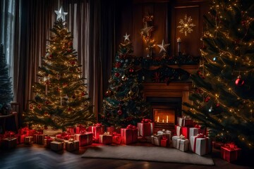 Fototapeta na wymiar christmas tree with christmas lights