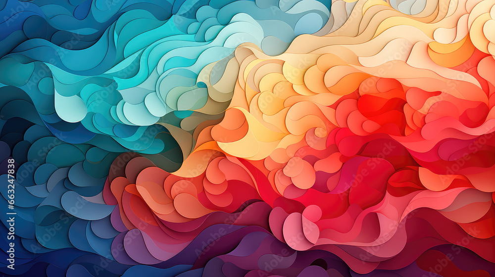 Poster abstract background with multi-colored lines in the form of waves. illustration for painting print. 