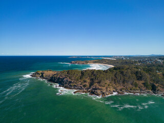 Aerial views of Charlesworth Bay in Coffs  Harbour, New South Wales, Australia