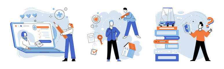 Insurance for car, property, travel, accident, life, medical. Insurance concept now includes options for freelancers and entrepreneurs Covers home insurance with additional options for natural