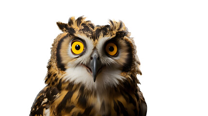 Studio portrait of owl isolated on transparent background, png