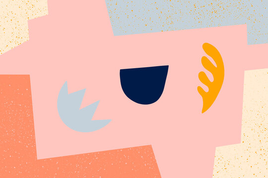 Illustration geometric shapes border pattern pastel fun and bright abstract art