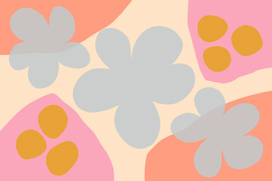 Simple daisy illustration blue flowers with colorful shapes