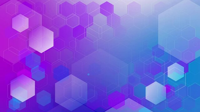 Colorful abstract geometric background from blue and purple hexagons. Honeycomb pattern. Looped animation.