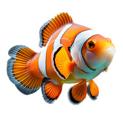 colorful clown anemonefish, clownfish closeup isolated on transparent background, png - obrazy, fototapety, plakaty