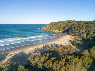 Aerial views of Charlesworth Bay in Coffs  Harbour, New South Wales, Australia