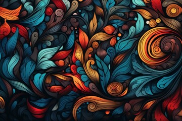 Abstract colorful Pattern with flowers