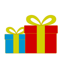 Vector gift on a white background.
Children's holiday, Christmas.
Colorful gift boxes