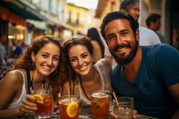 Ausgelassene Feier: Menschen genießen Spaß, Glück und Cocktails auf einer lebhaften Party - Lebensfreude und Gemeinschaft erleben