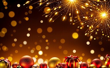 Obraz premium Golden Holiday Magic Shimmering Christmas and New Year's Celebration ai generated