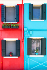 Fototapeta na wymiar Bunte Häuser auf der Insel Burano, Venedig