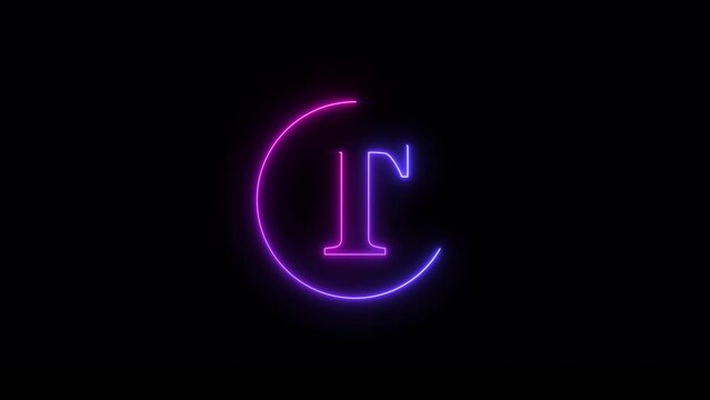 Abstract Blue Purple Neon Light Loading, T Letter Animation on black background 4K Video