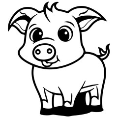 Cute pic outline vecter illutration 