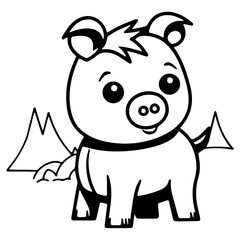 Cute pic outline vecter illutration 