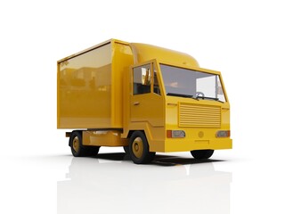 Yellow Delivery Van, Express Delivery Services Commercial Truck