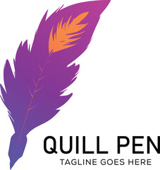 Free vector gradient quill pen logo design template illustration