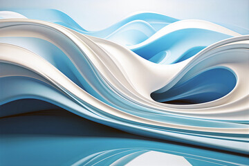Obraz premium Abstract background blue and white smooth waves. Generative AI