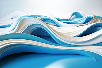 Abstract background blue and white smooth waves. Generative AI