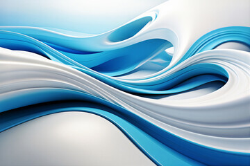 Abstract background blue and white smooth waves. Generative AI