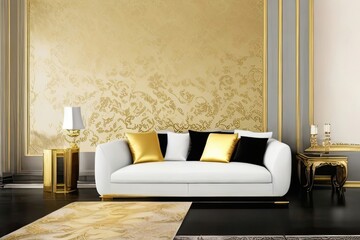 Minimalist home interior design of modern living room, panorama. interior plants vase Room designer 