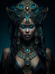 Dark mystical gothic woman portrait 