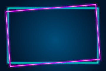 Blue, pink neon frame on a dark background