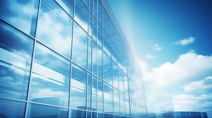 Fototapeta na wymiar Modern office building glass blue toned image. AI generated image