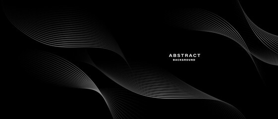 Abstract black background with wavy lines. Digital future technology concept. vector illustration.