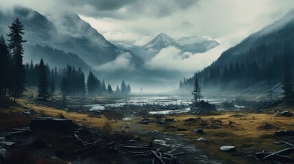 Obraz premium Moody Nature / autumn, scarry and foggy mountains