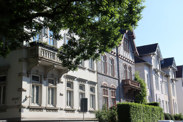 Obraz premium Historische Fassaden im Altbauviertel, Bielefeld, NRW, Germany